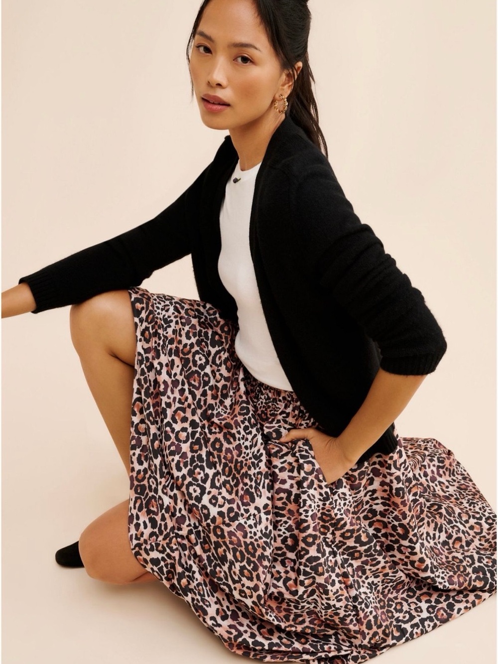 Leapord oh my- Anthropologie Hi-Lo Taffeta Skirt, With pockets- oh my. Sz XS